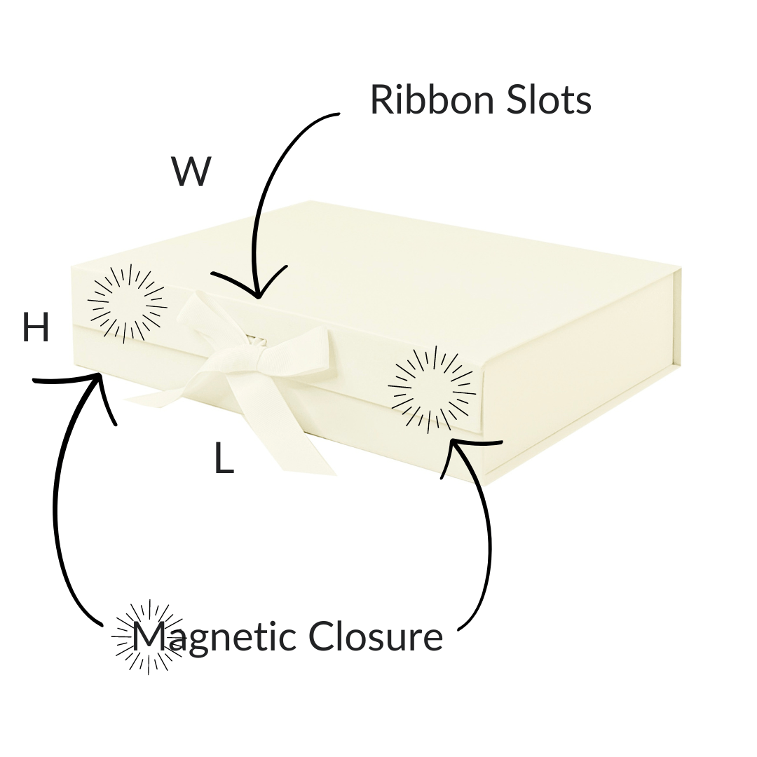 Ivory A4 Shallow Magnetic Gift Boxes with Changeable Ribbon