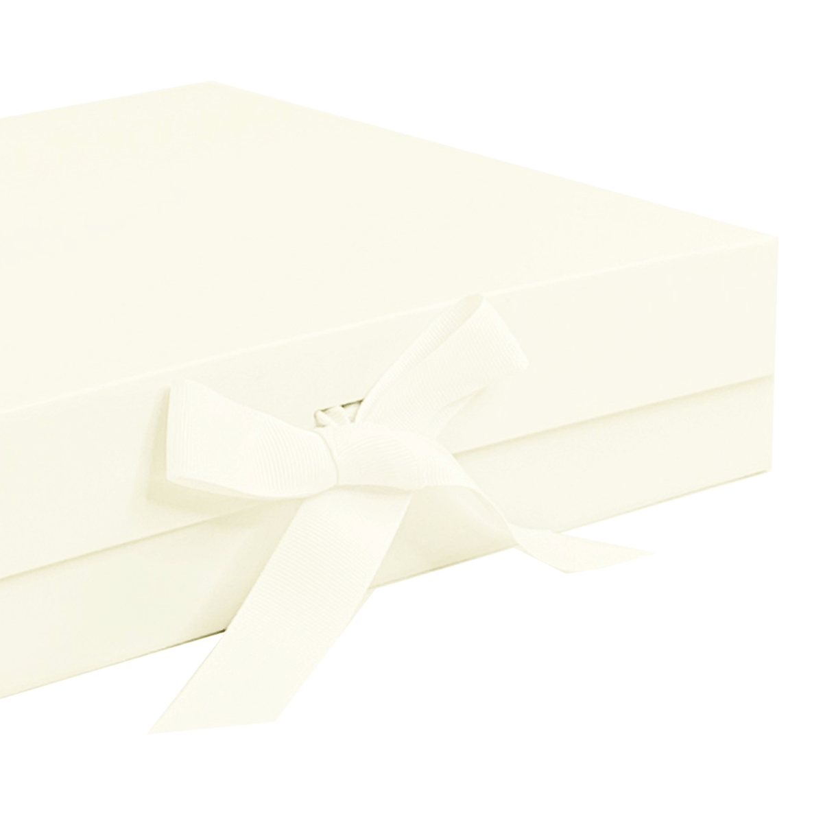Ivory A4 Shallow Magnetic Gift Boxes with Changeable Ribbon