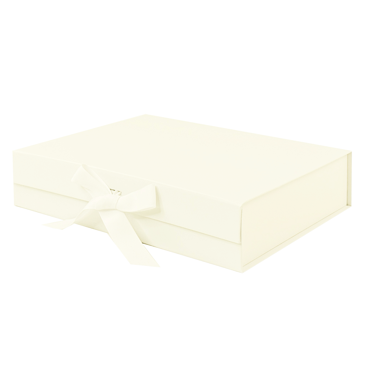 Ivory A4 Shallow Magnetic Gift Boxes with Changeable Ribbon