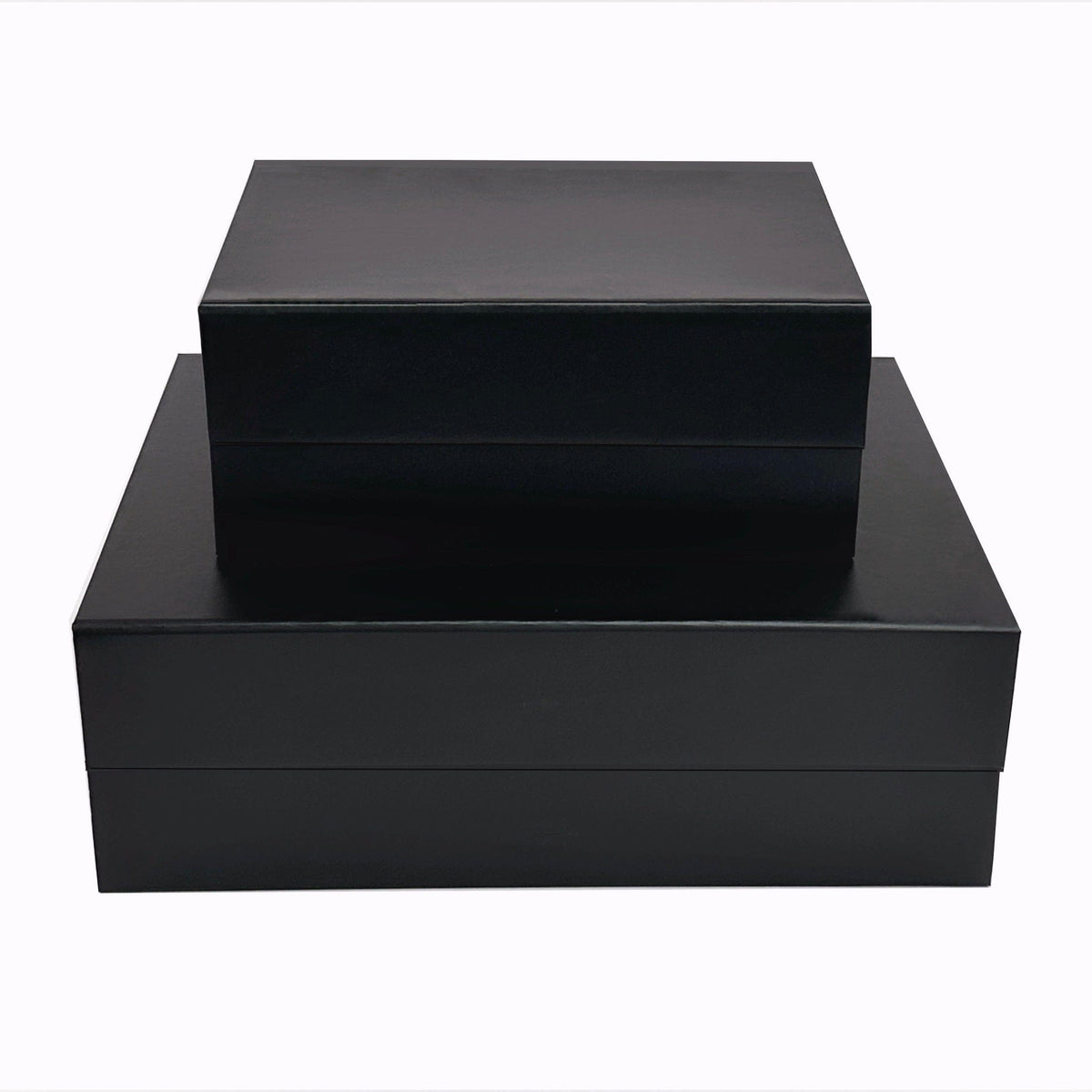 soft touch black gift boxes stacked A4 and A5