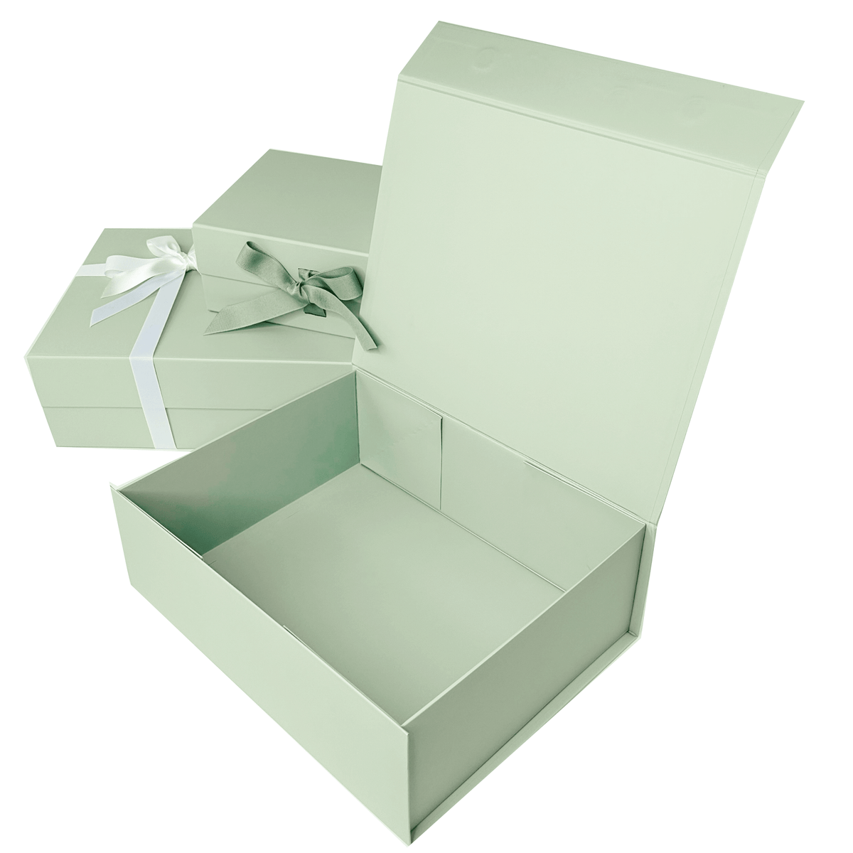 Sage Green A4 Deep Magnetic Gift Boxes With Changeable Ribbon