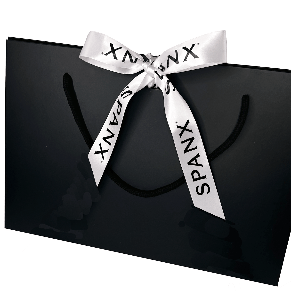 black triangle gift box with custom printed ribbon