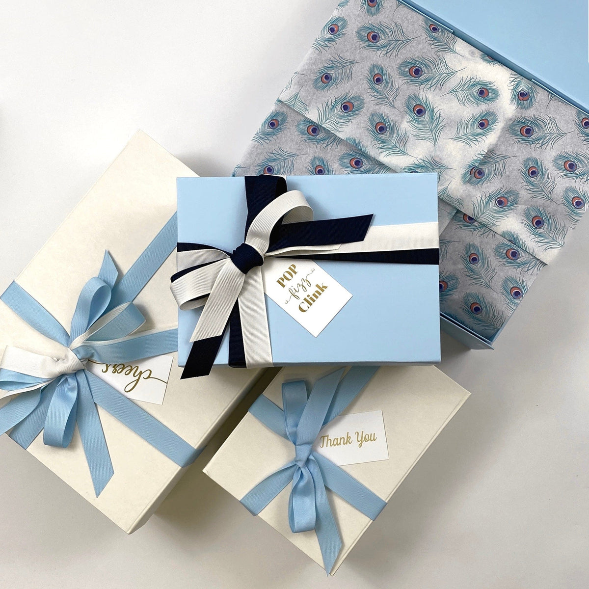 Powder Blue A5 Magnetic Gift Boxes With Changeable Ribbon