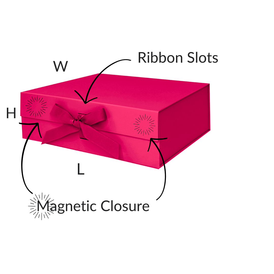 Magenta Pink A4 Deep Magnetic Gift Boxes With Changeable Ribbon