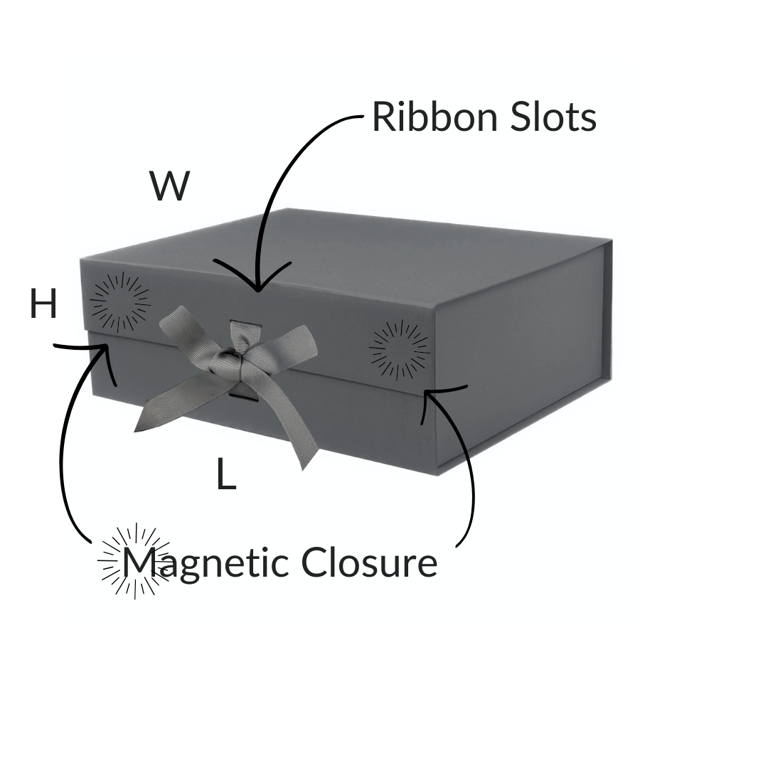 Charcoal Gray A4 Deep Magnetic Gift Boxes With Changeable Ribbon