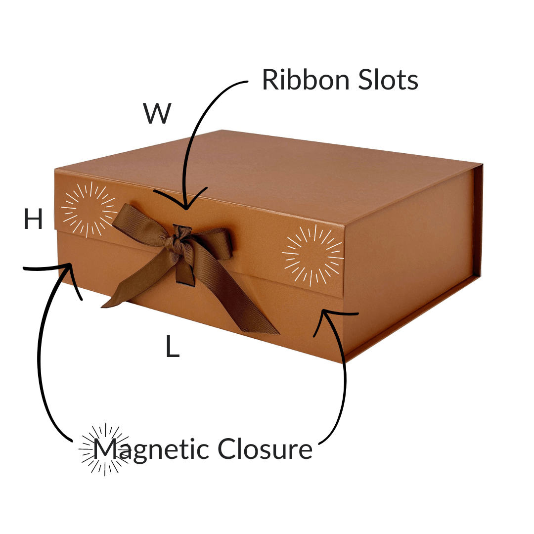 Copper A4 Deep Magnetic Gift Boxes With Changeable Ribbon