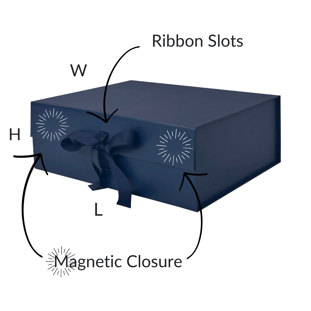 Navy Blue A4 Deep Magnetic Gift Boxes With Changeable Ribbon