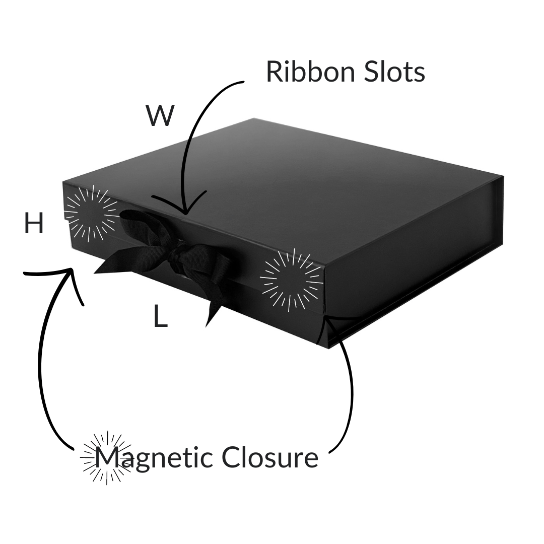 Black A4 Shallow Magnetic Gift Boxes With Changeable Ribbon