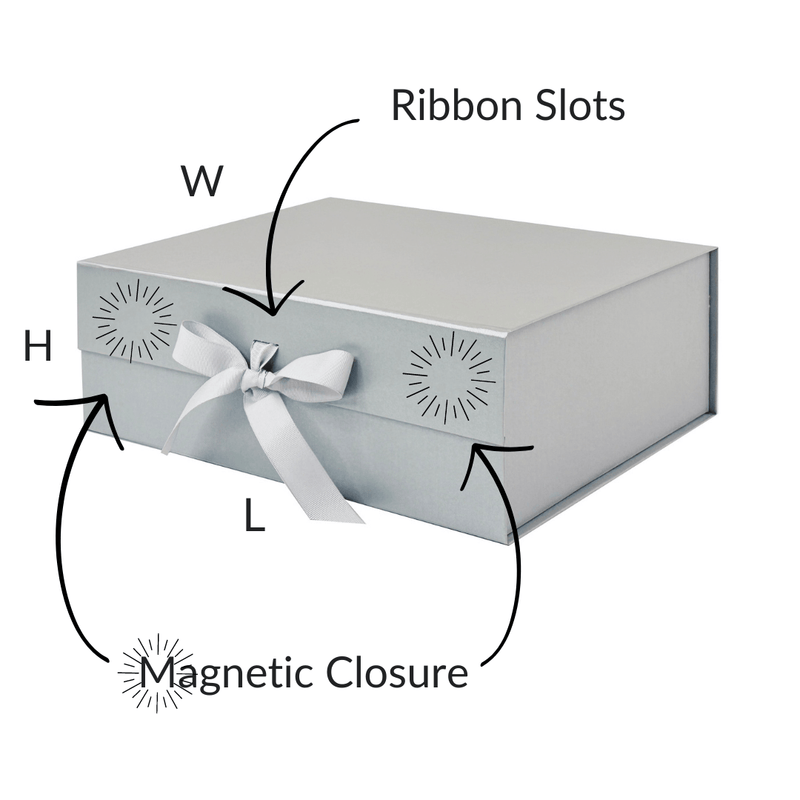 Pearl Silver A4 Deep Magnetic Gift Boxes With Changeable Ribbon