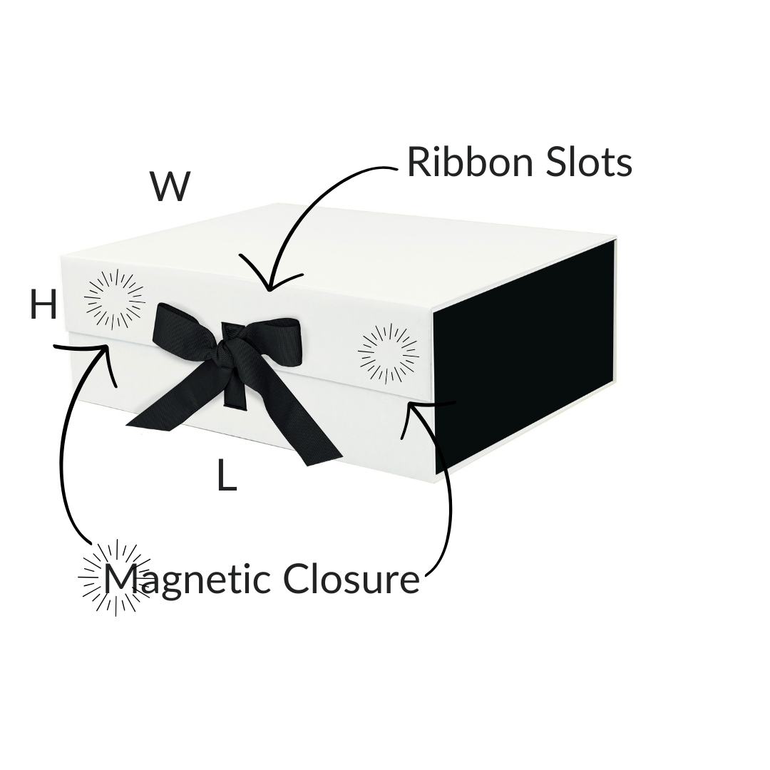 White and Black A4 Deep Magnetic Gift Boxes With Changeable Ribbon