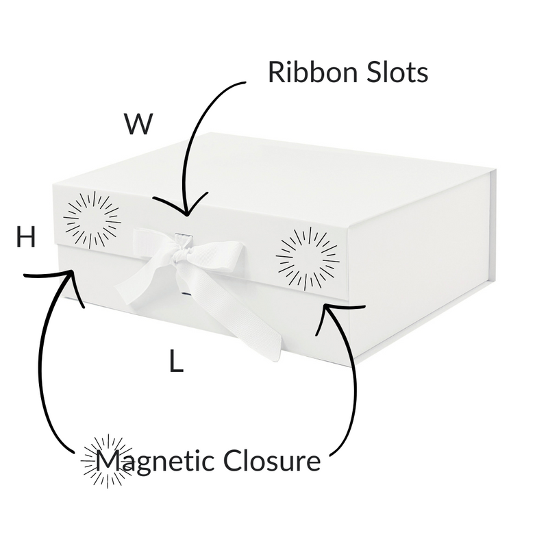 White Medium Rectangle Magnetic Gift Boxes with Changeable Ribbon