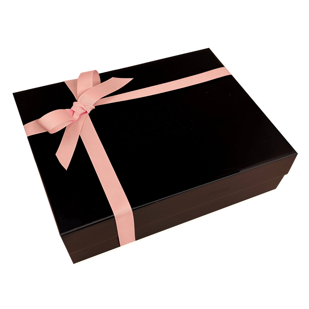 A4 black magnetic closure gift box with premium grosgrain ribbon