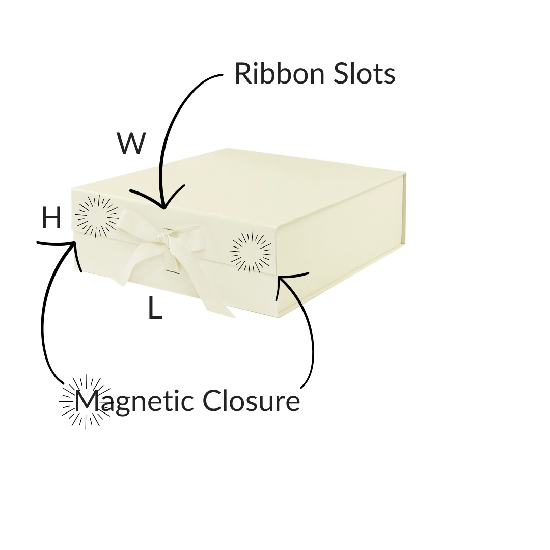 Ivory A5 Square Magnetic Gift Boxes With Changeable Ribbon