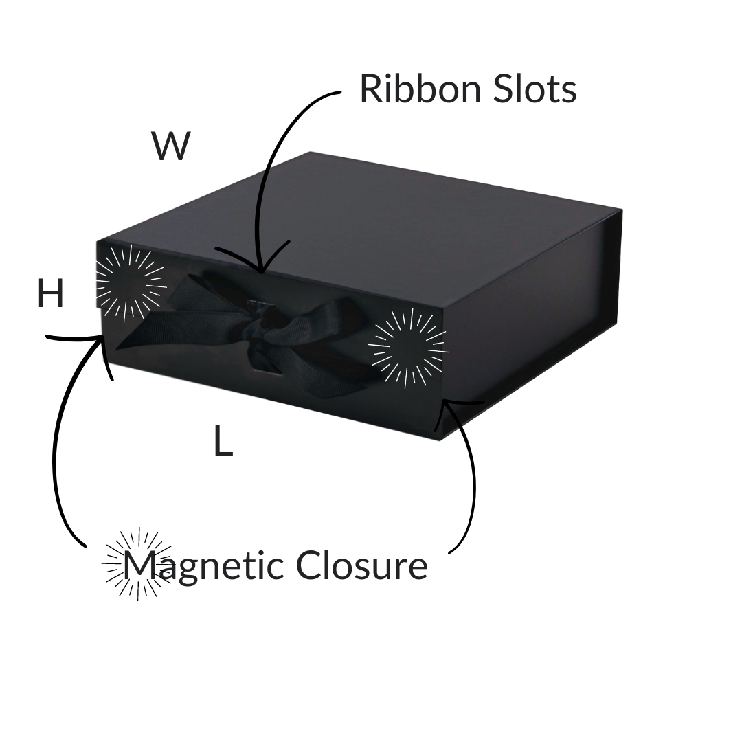 Black A6 Square Magnetic Gift Boxes With Changeable Ribbon