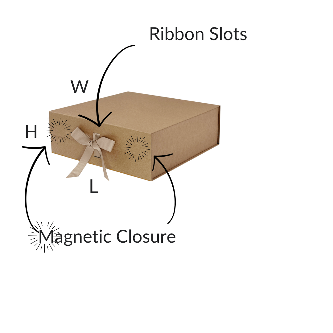 Natural Kraft A6 Square Magnetic Gift Boxes with Changeable Ribbon