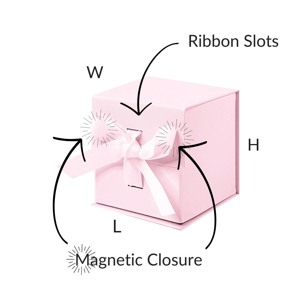 Powder Pink Small Cube Magnetic Gift Boxes With Changeable Ribbon