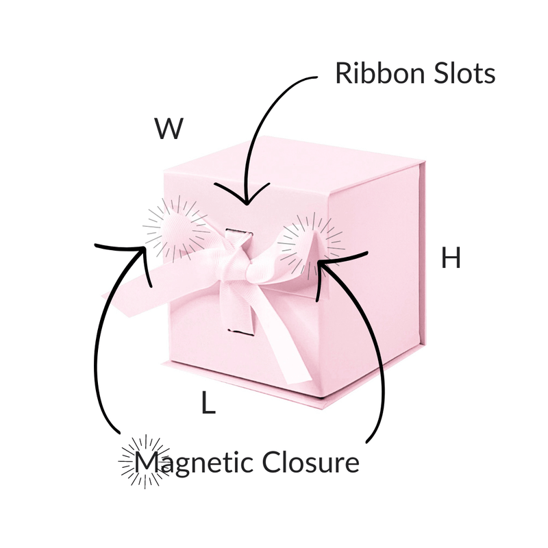 Powder Pink Small Cube Magnetic Gift Boxes With Changeable Ribbon