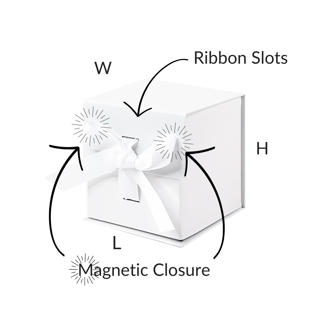 White Small Cube Magnetic Gift Boxes With Changeable Ribbon