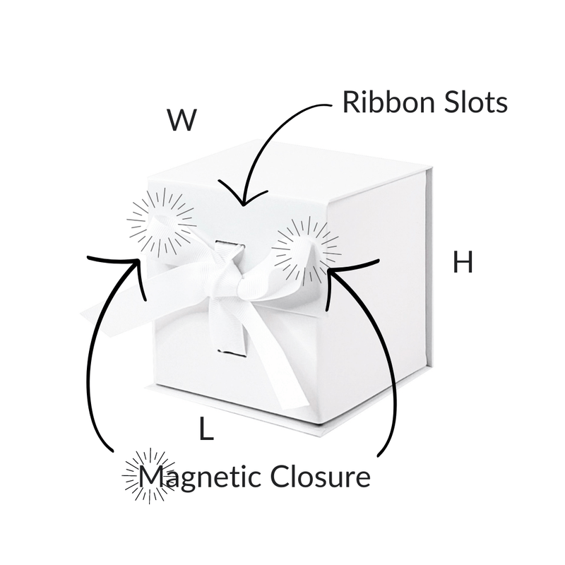 Sample  - White Small Cube Magnetic Gift Box With Changeable Ribbon