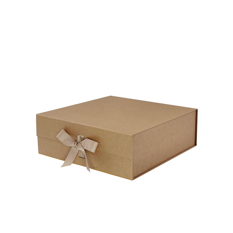 Natural Kraft A6 Square Magnetic Gift Boxes with Changeable Ribbon