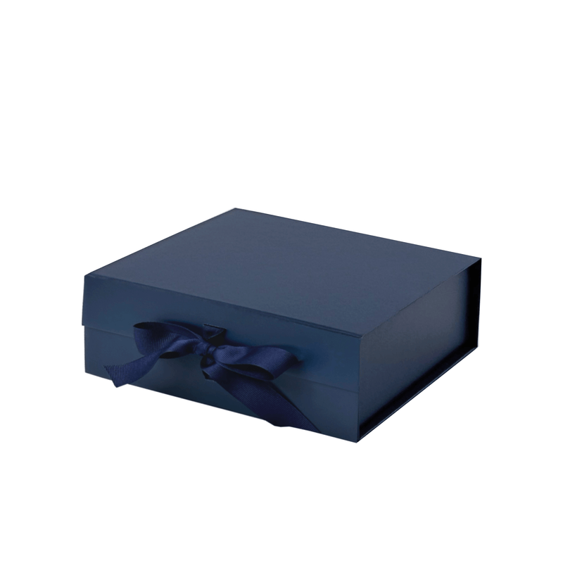 Navy Blue A6 Square Magnetic Gift Boxes With Changeable Ribbon