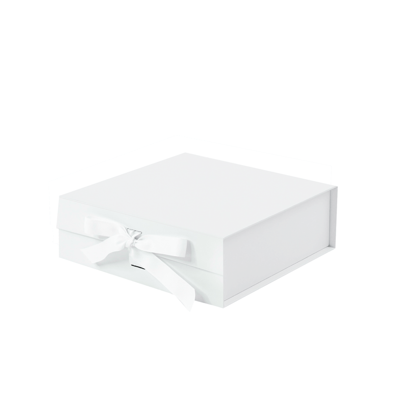 White A6 Square Magnetic Gift Boxes with Changeable Ribbon