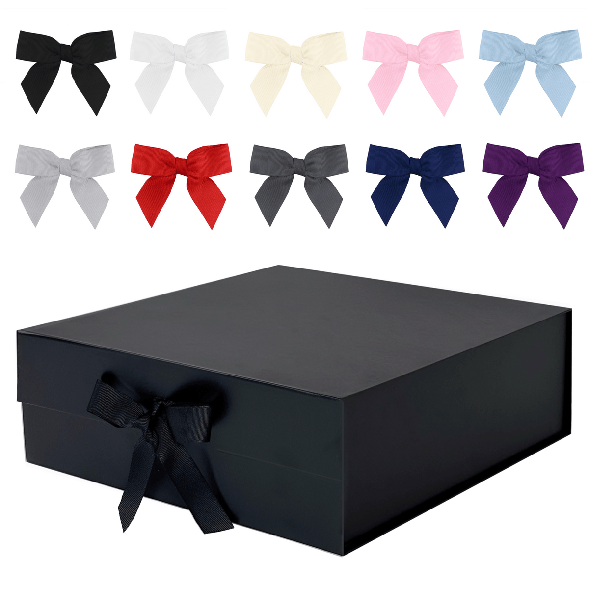 Black Large Square Magnetic Gift Boxes With Changeable Ribbon