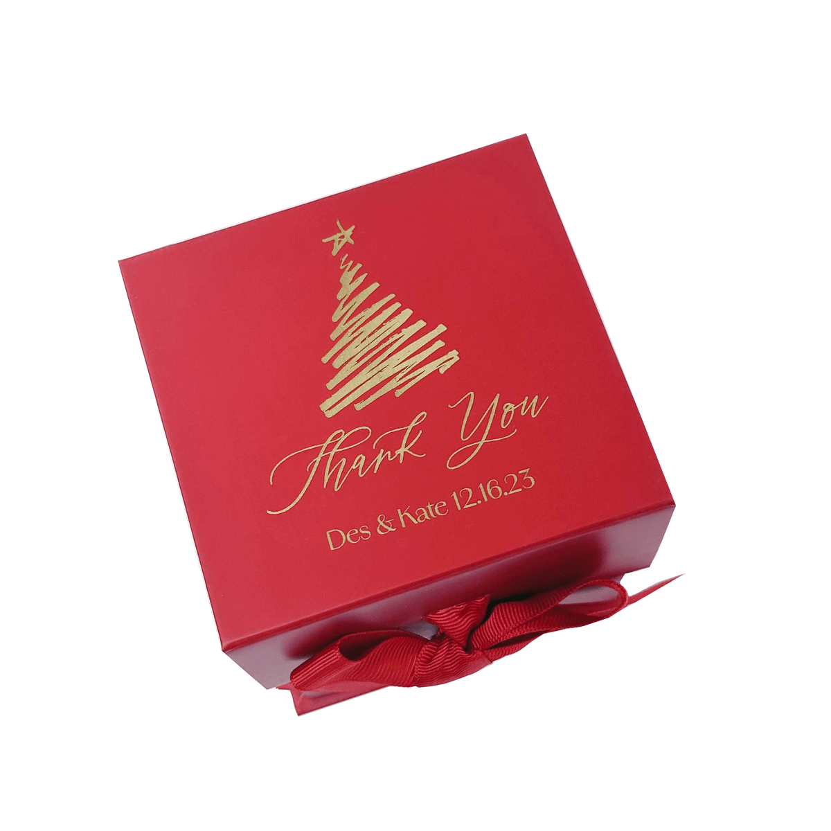 Red Small Cube Magnetic Gift Boxes With Changeable Ribbon