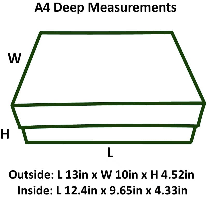 Diagram of a green magnetic closure gift 
box with dimensions labeled and measurements provided.