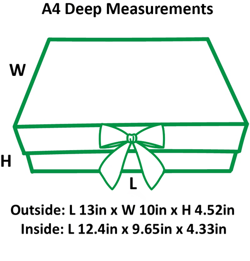 Green A4 Deep Magnetic Gift Boxes With Changeable Ribbon