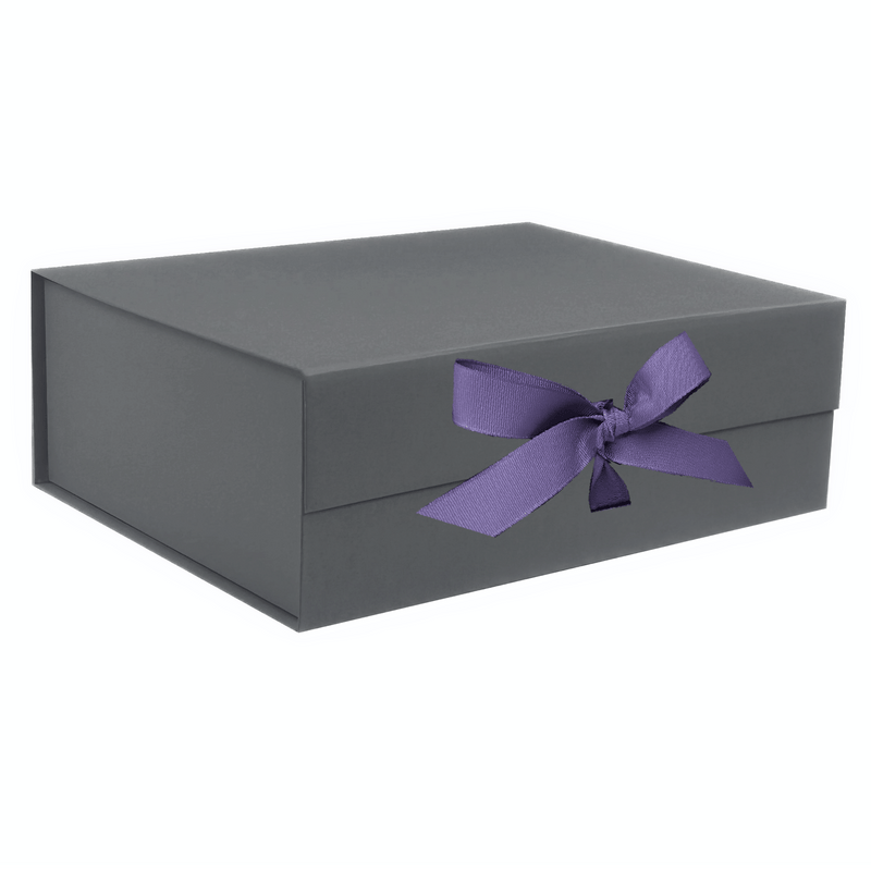 Charcoal Gray A4 Deep Magnetic Gift Boxes With Changeable Ribbon