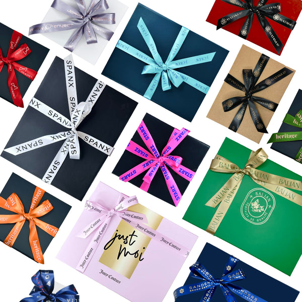 Collage of custom printed satin ribbons