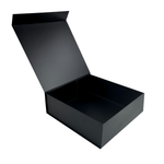 open box large square black gift box open to show black color throughout