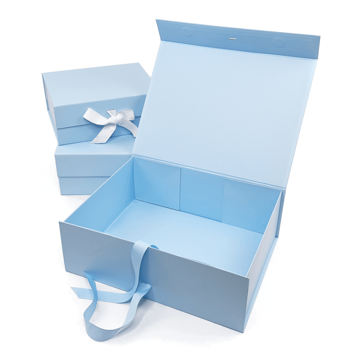 Powder Blue A4 Deep Magnetic Gift Boxes With Changeable Ribbon