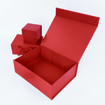 Red magnetic closure gift box open