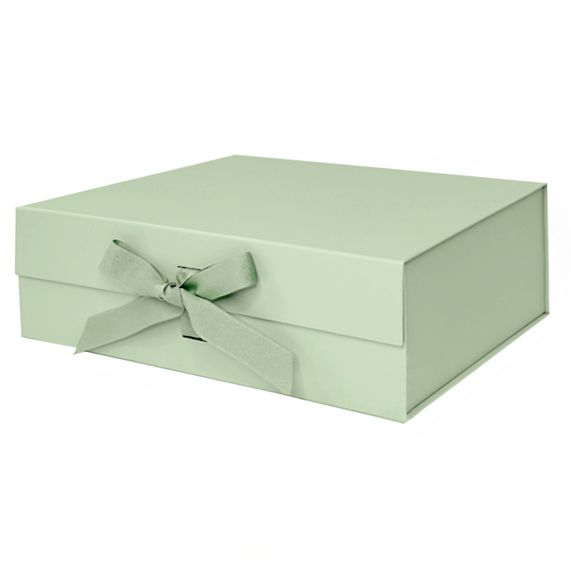 Sample - Sage Green A4 Deep Magnetic Gift Box With Changeable Ribbon