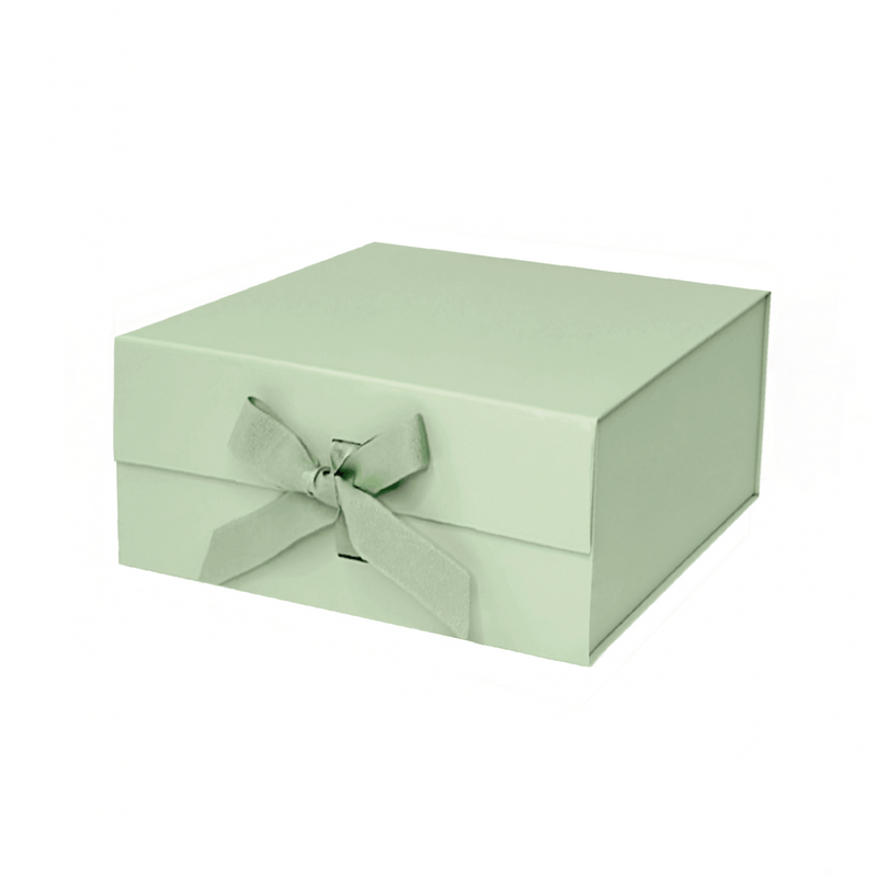 Sage Medium Square Magnetic Gift Boxes With Changeable Ribbon