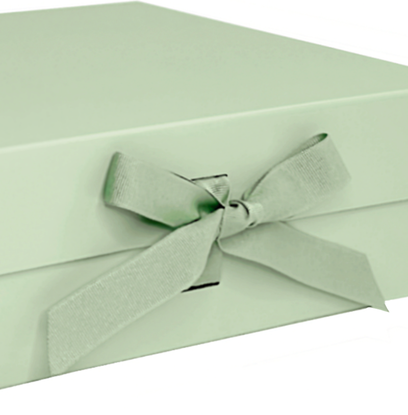 Sample - Sage Green A4 Deep Magnetic Gift Box With Changeable Ribbon