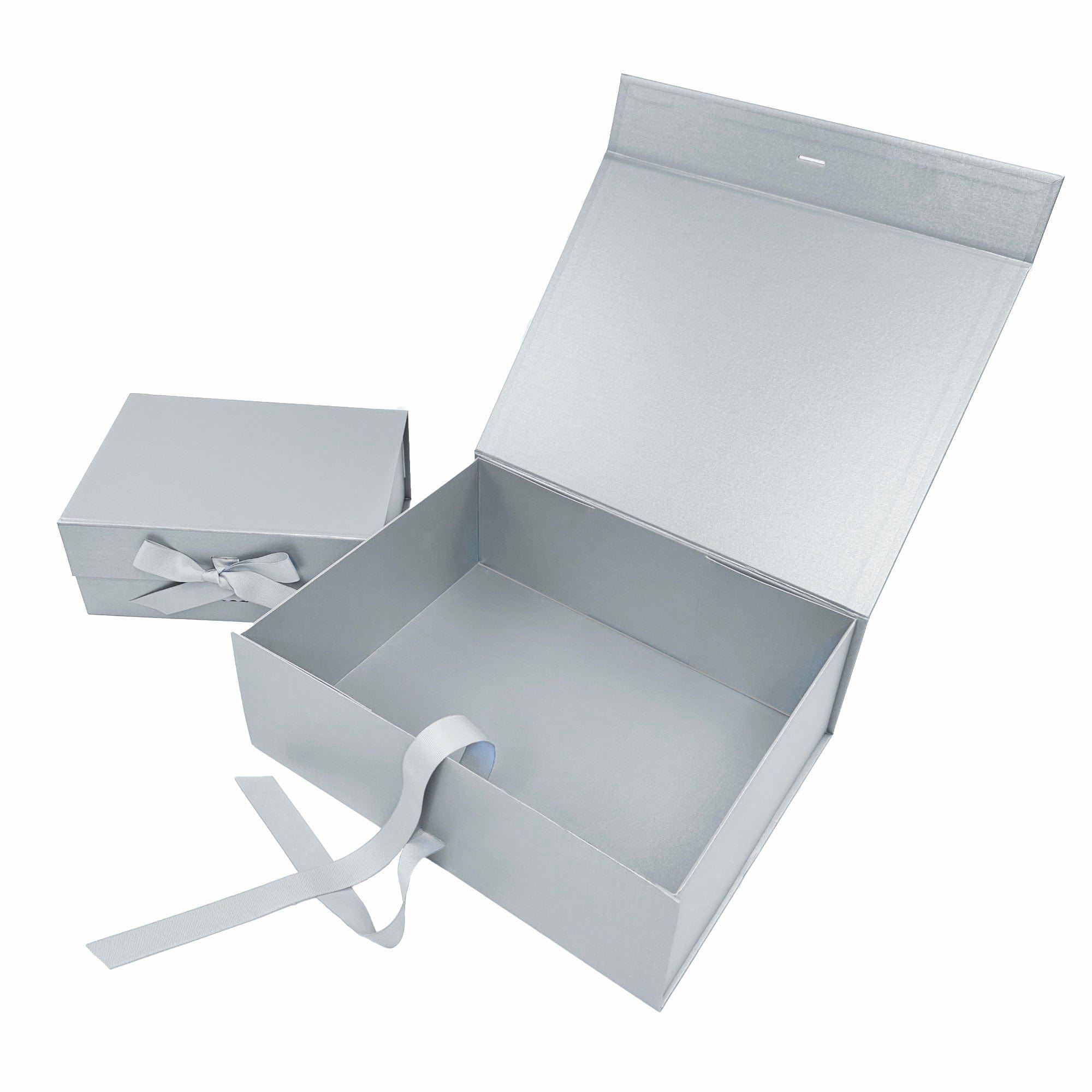 Pearl Silver A5 Deep Magnetic Gift Boxes With Changeable Ribbon