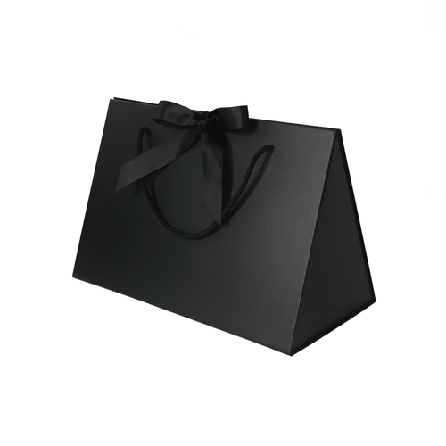 Foldable triangle purse gift box with ribbon 