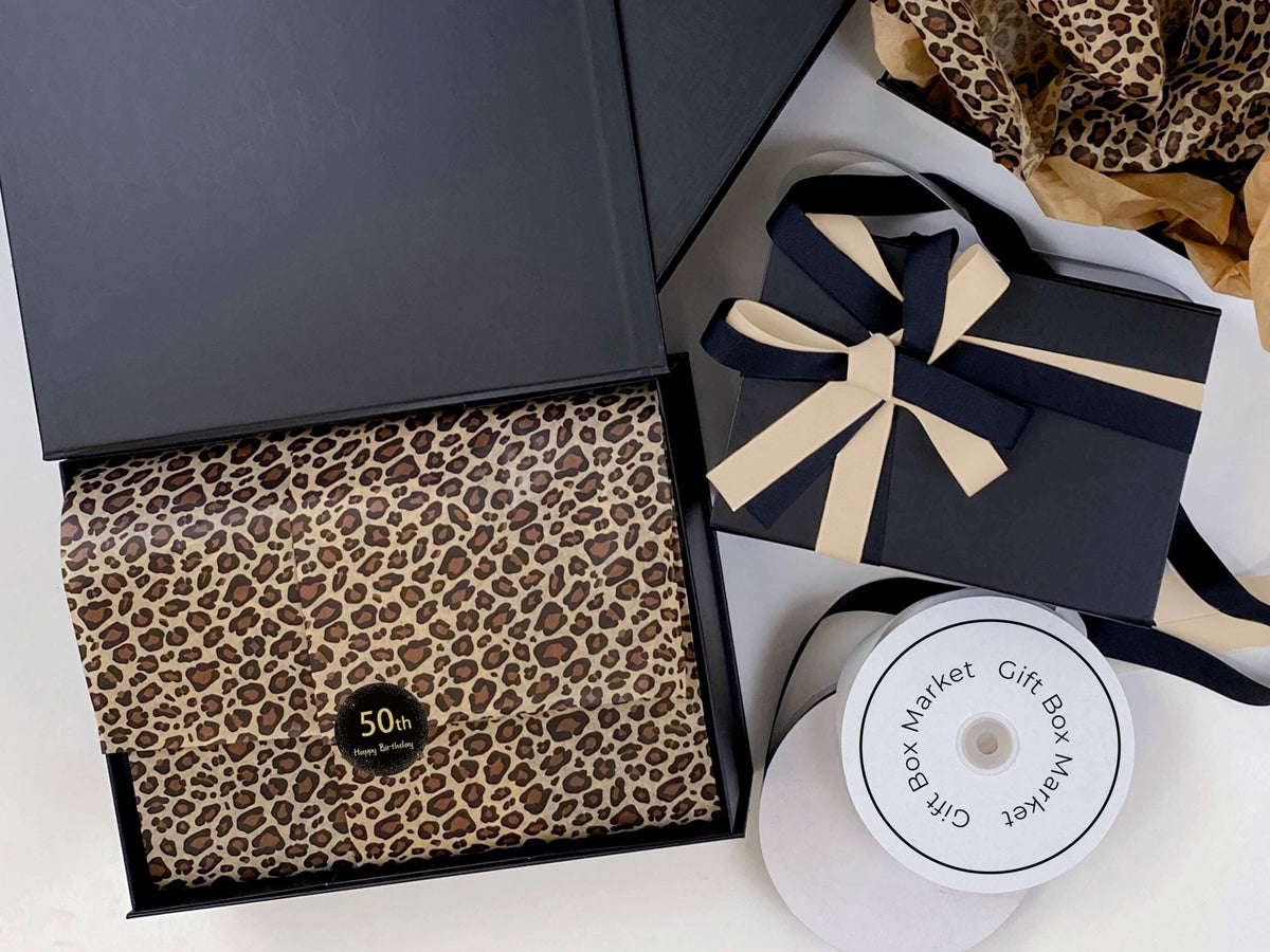 Black A5 Square Magnetic Gift Boxes With Changeable Ribbon