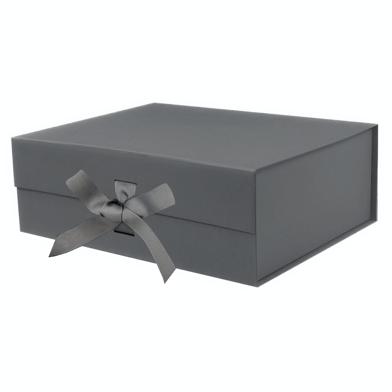 Charcoal Gray A4 Deep Magnetic Gift Boxes With Changeable Ribbon