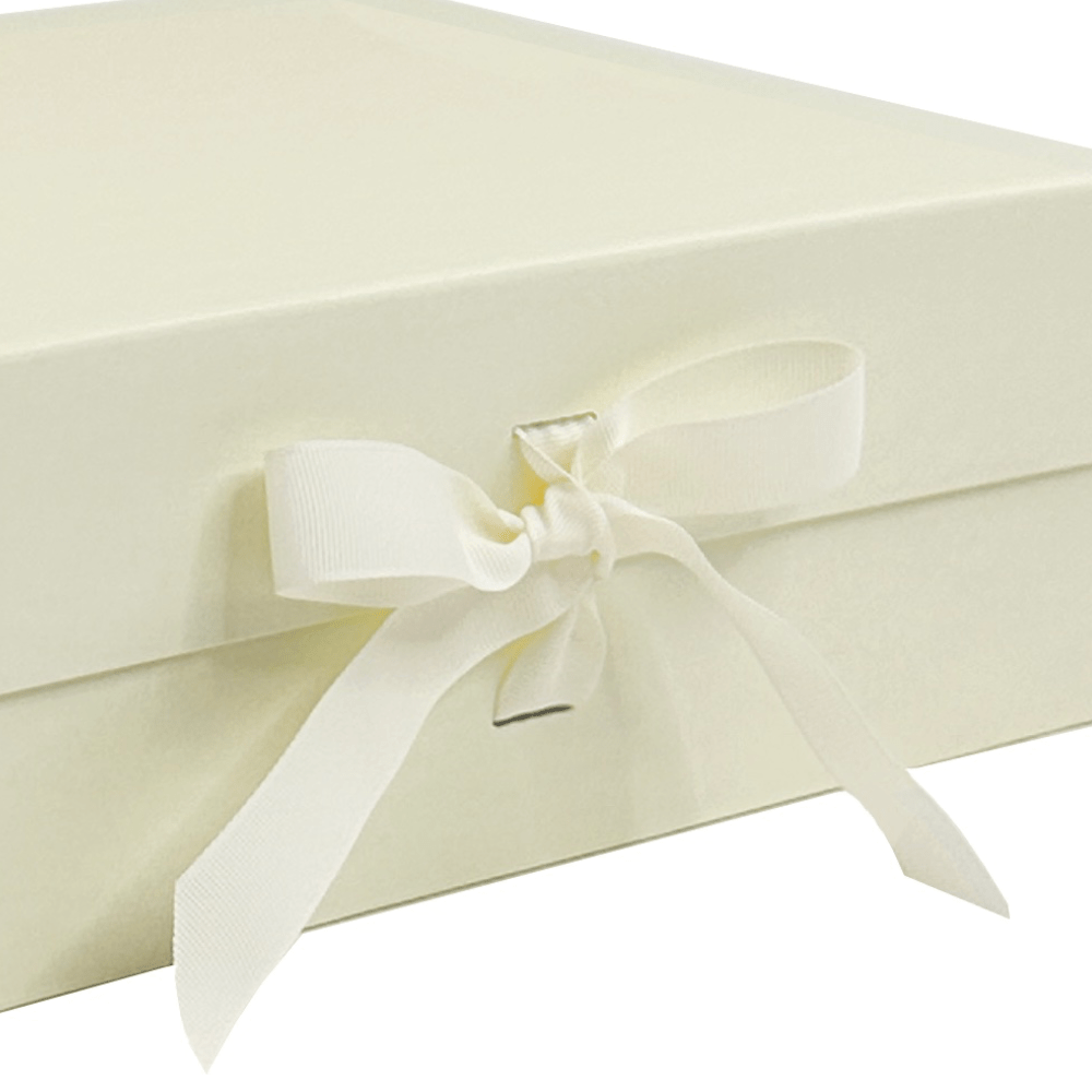 Sample  - Ivory Large Square Magnetic Gift Box With Changeable Ribbon