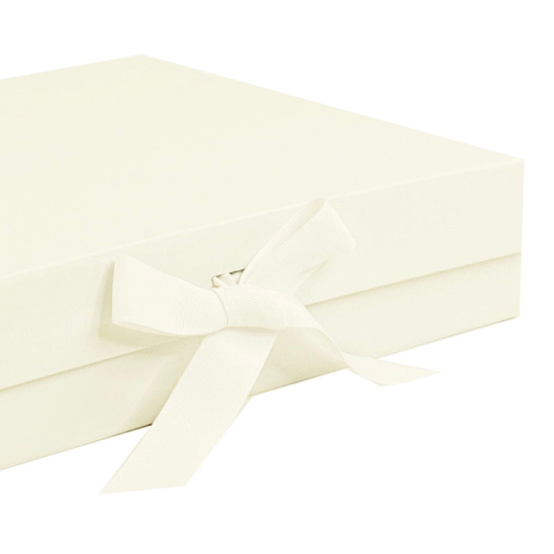 Ivory A4 Shallow Magnetic Gift Boxes with Ribbon