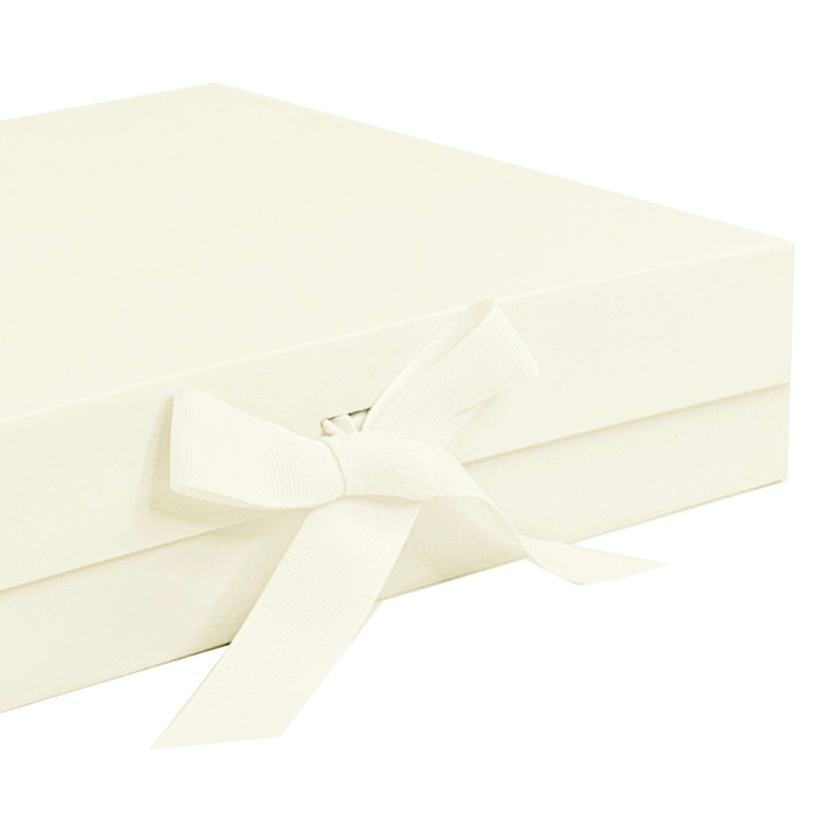 Ivory A4 Shallow Magnetic Gift Boxes with Changeable Ribbon