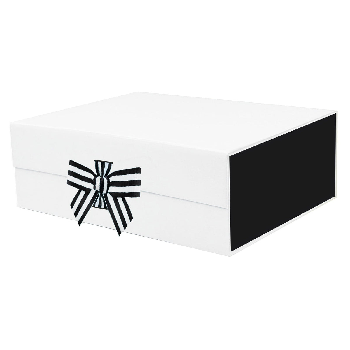 White and Black A4 Deep Magnetic Gift Boxes With Changeable Ribbon