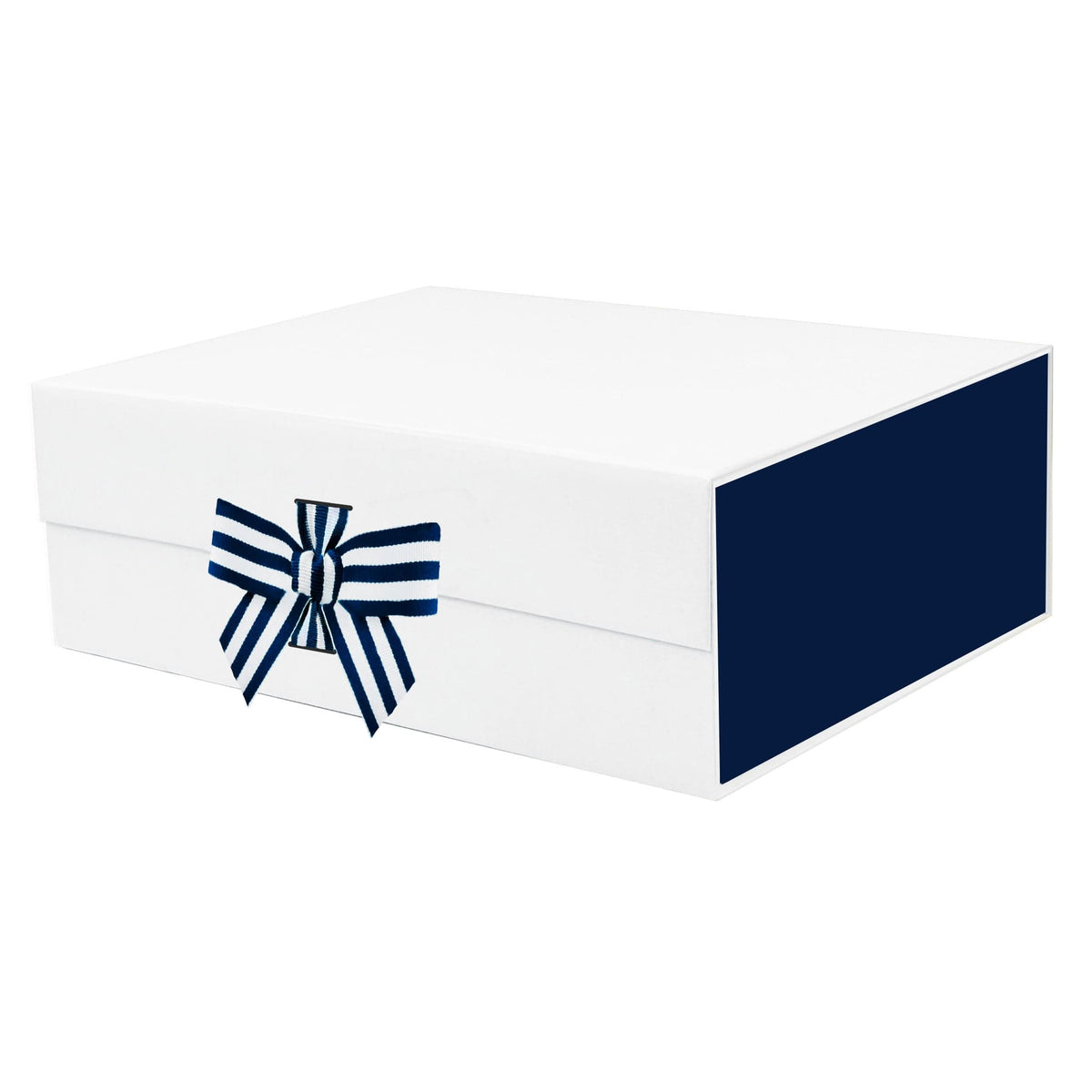 White and Navy A5 Deep Magnetic Gift Boxes with Changeable Ribbon