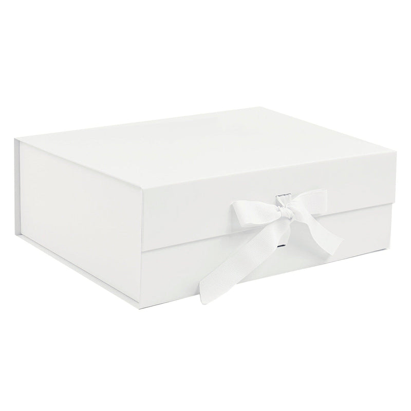 White A4 Deep Magnetic Gift Boxes With Changeable Ribbon