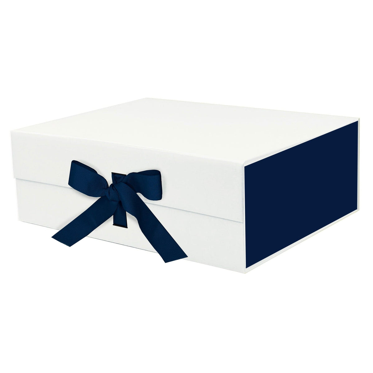 Sample - White and Navy A4 Deep Magnetic Gift Box With Changeable Ribbon