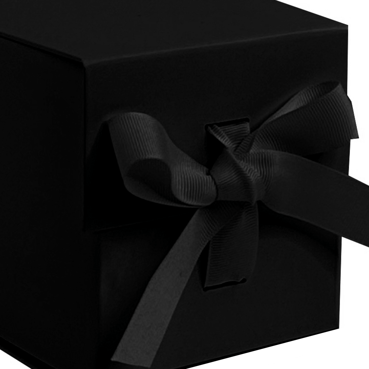 Black Small Cube Magnetic Gift Boxes with Changeable Ribbon